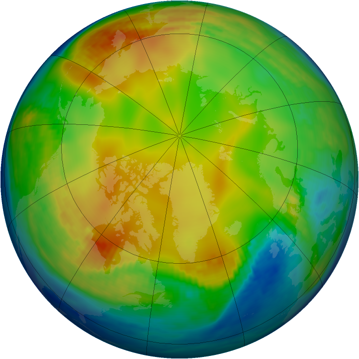 Arctic ozone map for 01 January 1988